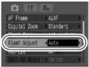 AF Frame AiAF Digital Zoom Standard Flash Zoom Flash Adjust Auto Red Eye On Soot AE Point Center