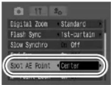 Digital Zoom Flash Sync Slow Synchro Spot AE Point Standard 1st-curtain On Off Center
