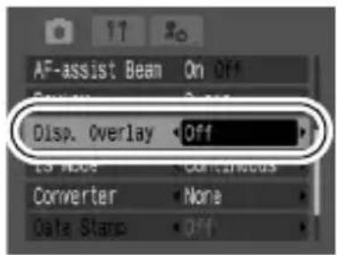 AF-assist Bean On Off Disp. Overlay Off To Use: Continuous Converter None Data Stamp Off
