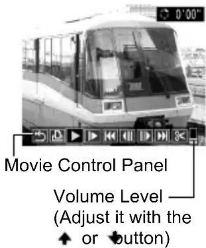 Movie Control Panel Volume Level (Adjust it with the ↑ or ↓ button)