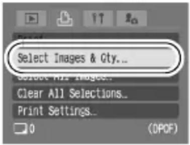 Select Images & Qty... Select All Images... Clear All Selections... Print Settings... 0 (DPOF)