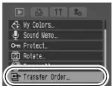 My Colors... Sound Memo... Protect... Rotate... Transfer Order...