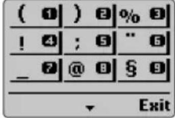 ( 1 | ) 2 %0 3 ! 4 ; 5 " 6 _ 7 @ 8 § 9 Exit