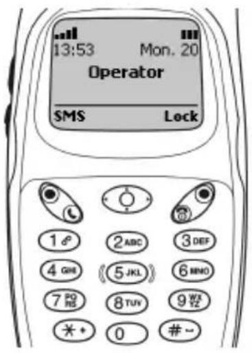 13:53 Mon. 20 Operator SMS Lock 1 2 ABC 3 DEF 4 GHE (5 JKL) 6 MNO 7 PO 8 TUY 9 W# * + 0 # -