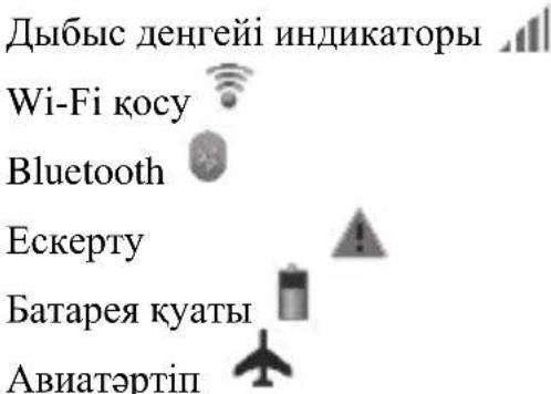Дыбыс денегейі индикаторы Wi-Fi косу Bluetooth Ескерту Батарея куаты Авиатәртіп
