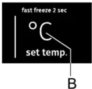 fast freeze 2 sec °C set temp. B