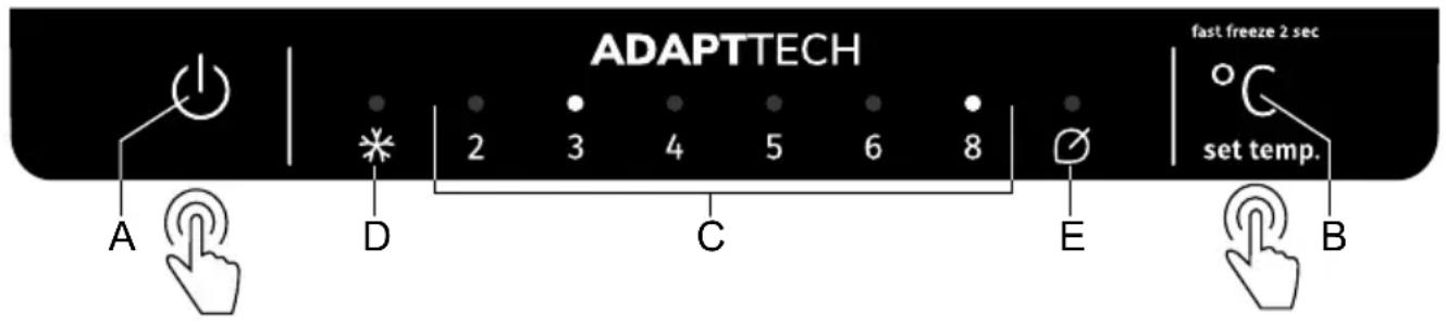 ADAPTTECH fast freeze 2 sec set temp. A D C E B