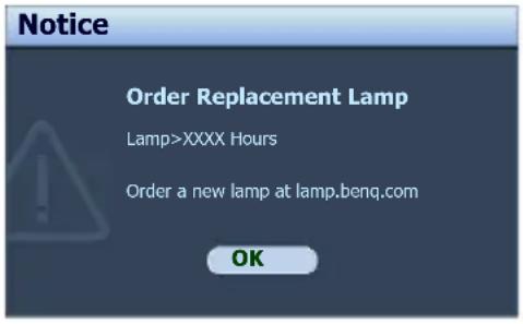 BENQ MX761 - Timing of replacing the lamp - 2