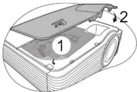 Diagram of a projector with labeled parts and numbered callouts
