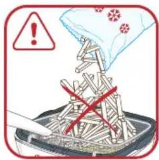 Warning symbol with warning sign and red X marks, depicting a food safety hazard