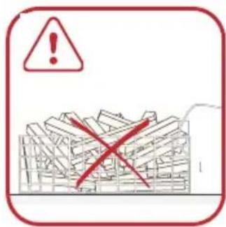 Warning symbol with exclamation mark and crossed red X marks over a pile of documents, enclosed in a red border.