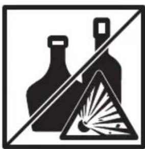 Warning sign with bottle and triangular warning symbol, indicating hazardous substances