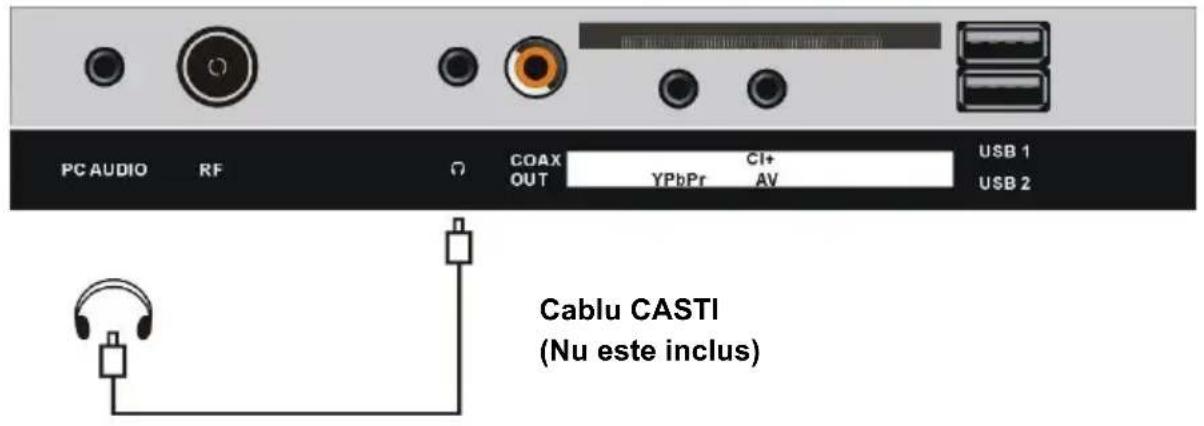 PC AUDIO RF COAX CI+ OUT YPbPr AV USB 1 USB 2 Cablu CASTI (Nu este inclus)
