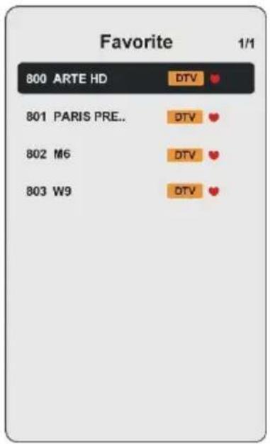 Favorite 800 ARTE HD DTV 801 PARIS PRE.. DTV 802 M6 DTV 803 W9 DTV 1/1