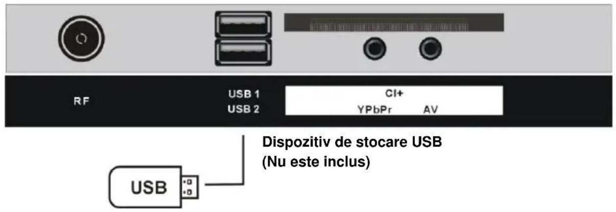 RF USB 1 USB 2 CI+ YPbPr AV Dispozitiv de stocare USB (Nu este inclus) USB