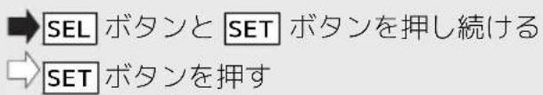 SEL ボタンと SET ボタンを押し続ける SET ボタンを押す