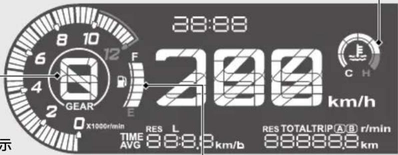 8:00 200 km/h 38:00 6 10 12 F 4 2 GEAR E X1000r/min RES L TIME RES TOTALTRIP A B r/min AVG 888.8km/b 888888km