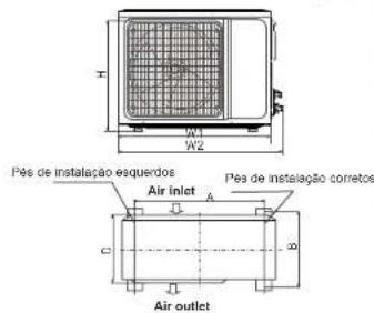 Infiniton AA12HC - Desenho dimensional da instalação da unidade externa - 2