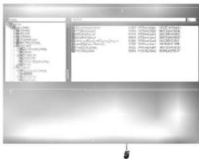 Scanned screenshot of a Windows file explorer window displaying two main panels with file names and sizes in Chinese.