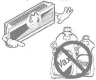 Illustration showing a cartoon character holding a battery and a crossed-out box labeled 'Vax' with a prohibition symbol.