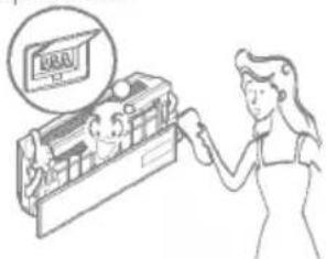 Illustration showing a person using a handheld device to interact with a display case, with a thought bubble containing a sign reading 'BUY'.