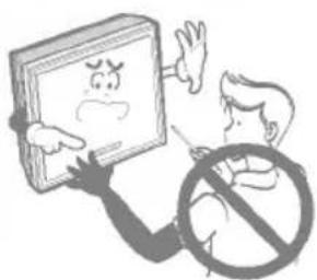 Cartoon illustration showing a person holding a book with a sad face and a 'no' symbol, implying no violation or prohibition.