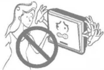 Illustration showing a person holding a computer monitor with a 'no stop' symbol, indicating no stop or no stop.