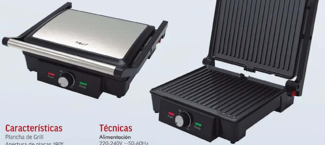 nevir Mg LMs Ready Características Plancha de Grill Apertura de placas 180° Técnicas Alimentación 220-240V ~50-60Hz
