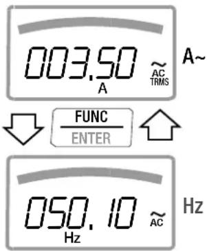 003.50 A ~ AC TRMS A~ ↓ FUNC ENTER ↑ 050.10 Hz Hz