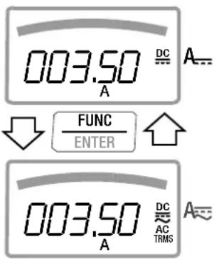003.50 A DC A... ↓ FUNC ENTER 003.50 A DC AC TRMS A...
