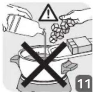 Illustration showing food safety warning with a triangle warning and crossed-out 'X' symbol over a pot