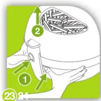 Diagram illustrating a food safety or processing procedure with numbered steps and directional arrows indicating movement.