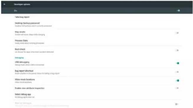 Opțiuni dezvoltator Activat Raport jurnal Parolă backup desktop Parola de backup desktop și protejată în prezent Fum de joc Fum oprit, întârziere la schimbare Date de proces Fum de alimentare permis la distanță de rulare Verificare înapoi Poate oferi semnalul când este detectată sarcină excelentă In…