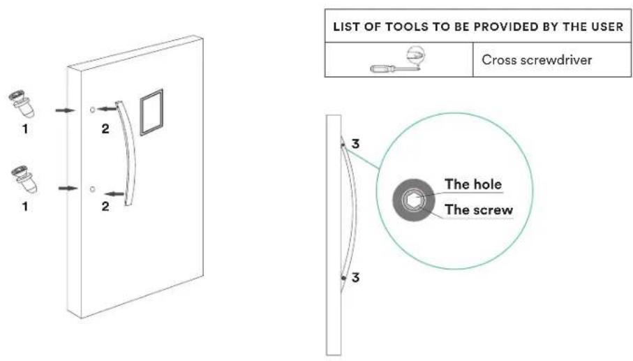 LIST OF TOOLS TO BE PROVIDED BY THE USER Cross screwdriver 1 2 3 The hole The screw