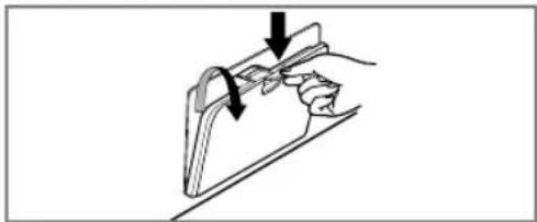 Diagram of a hand holding a tool with an arrow indicating direction (no text or symbols present)