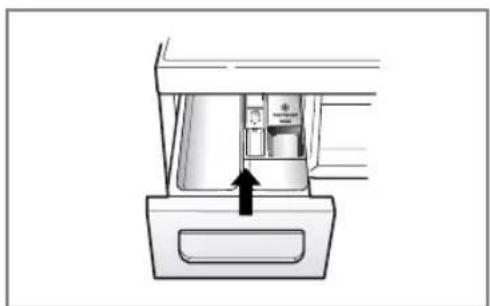 Diagram of a door handle with an arrow pointing to the interior panel (no text or symbols)