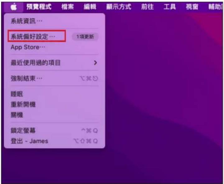預覽程式 檔案 編輯 顯示方式 前往 工具 視窗 輔助 系統資訊… 系統偏好設定… 1項更新 App Store… 最近使用過的項目 > 強制結束… 睡眠 重新開機 關機 鎖定螢幕 登出 - James