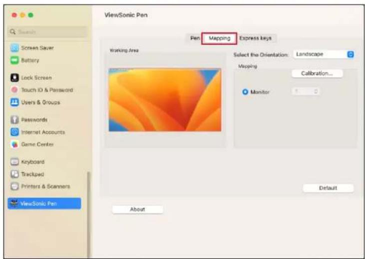 VIEWSONIC PF720 - [鏡射] 可以設定手寫板或是繪圖螢幕的感應區域。 - 1