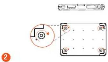 Diagram showing a device with a circular component and a rectangular panel, labeled with arrows and numbered number 2.