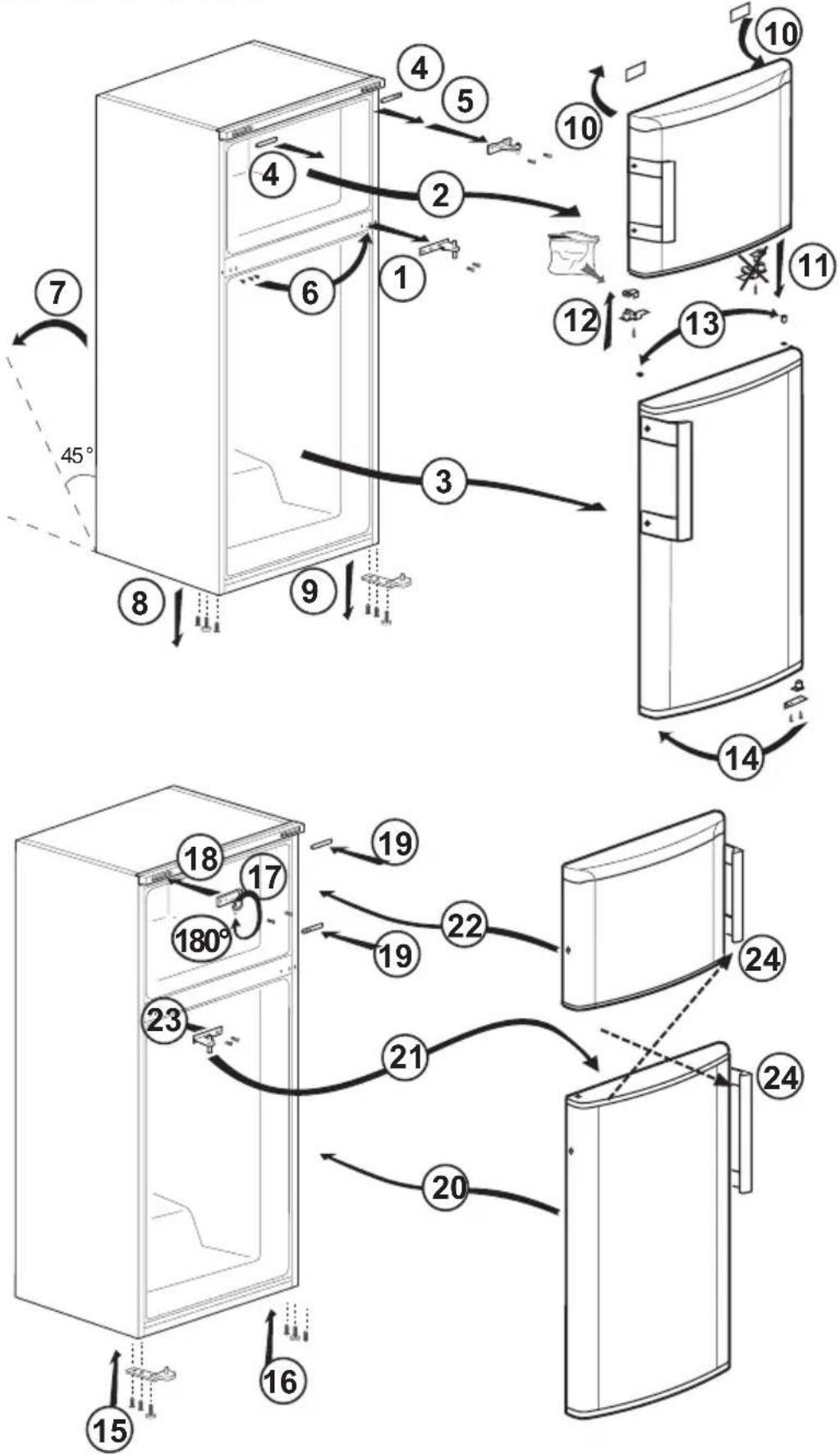 BEKO RDNE505E20DZX - Inversarea uşilor - 1