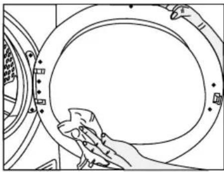 BEKO DS 8333 PX - Čiščenje filtra za vlakna in notranje površine vratc za polnjenje - 6