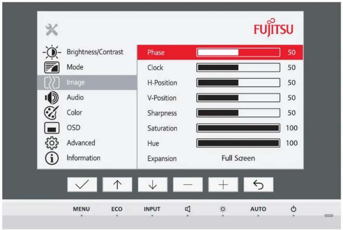 FUJITSU P24W-7 LED - Changing the monitor settings using the OSD menu - 4