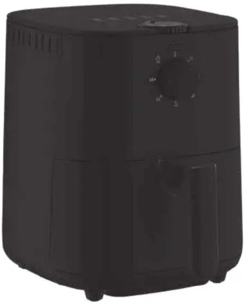 Black air fryer with control knob (no visible text or symbols)