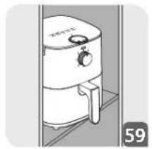 Illustration of a white air fryer with control knob and handle (no text or symbols)