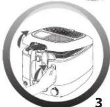 Illustration of a kitchen appliance with a handle and valve, enclosed in a circular frame (no text or symbols)
