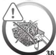 Warning symbol with exclamation mark and magnified view of a hand holding a tool, no text or symbols present