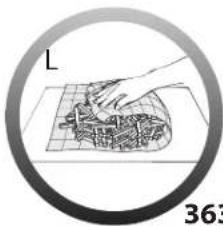 Illustration of a hand pressing down on a grid-patterned surface, enclosed in a circular frame (no text or symbols)