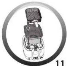 Illustration of a robotic device with a top-mounted device and control panel, enclosed in a circular frame (no text or symbols)