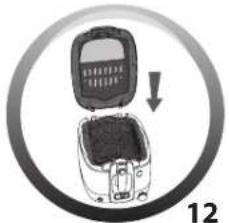 Illustration of a mobile phone with an open screen and a black cover, enclosed in a circular frame (no text or symbols)
