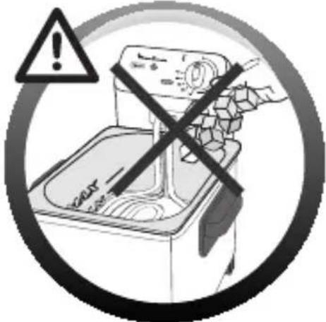 Warning symbol for washing machine with crossed-out hand and warning sign